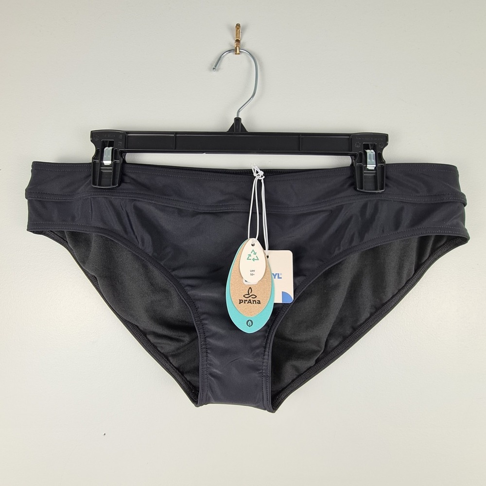 prAna RAMBA Women's Classic Cut Swim Bottom XL‎ in Black UPF50+ NWT